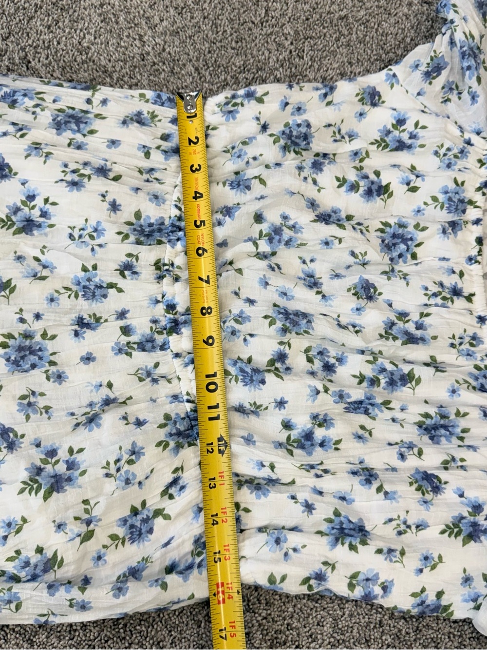 Indigo Rose White Blue Floral Tiered Puff Sleeve Midi Romantic Dress Women’s 1X - Picture 9 of 12